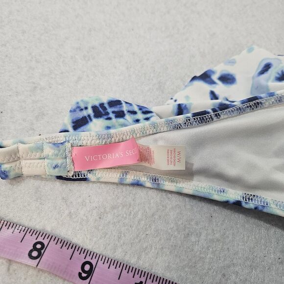 VICTORIA SECRET PINK Bandeau Blue & White Tie Dye Bikini Top Sz M Removable Pads - Picture 3 of 4